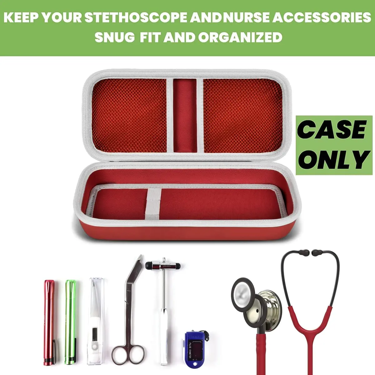 ALKOO Stethoscope Case for 3M Littmann Classic III/Cardiology IV, PinkRed | Protects Your Diagnostic Tools - view 2