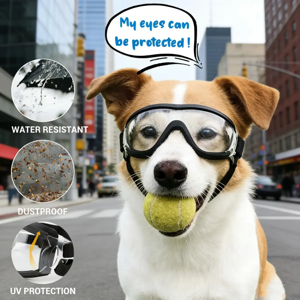 NAMSAN Clear Dog Goggles for Medium to Large Dogs | UV Protection, Windproof, Adjustable Elastic Straps (2-Pair Pack) - view 4