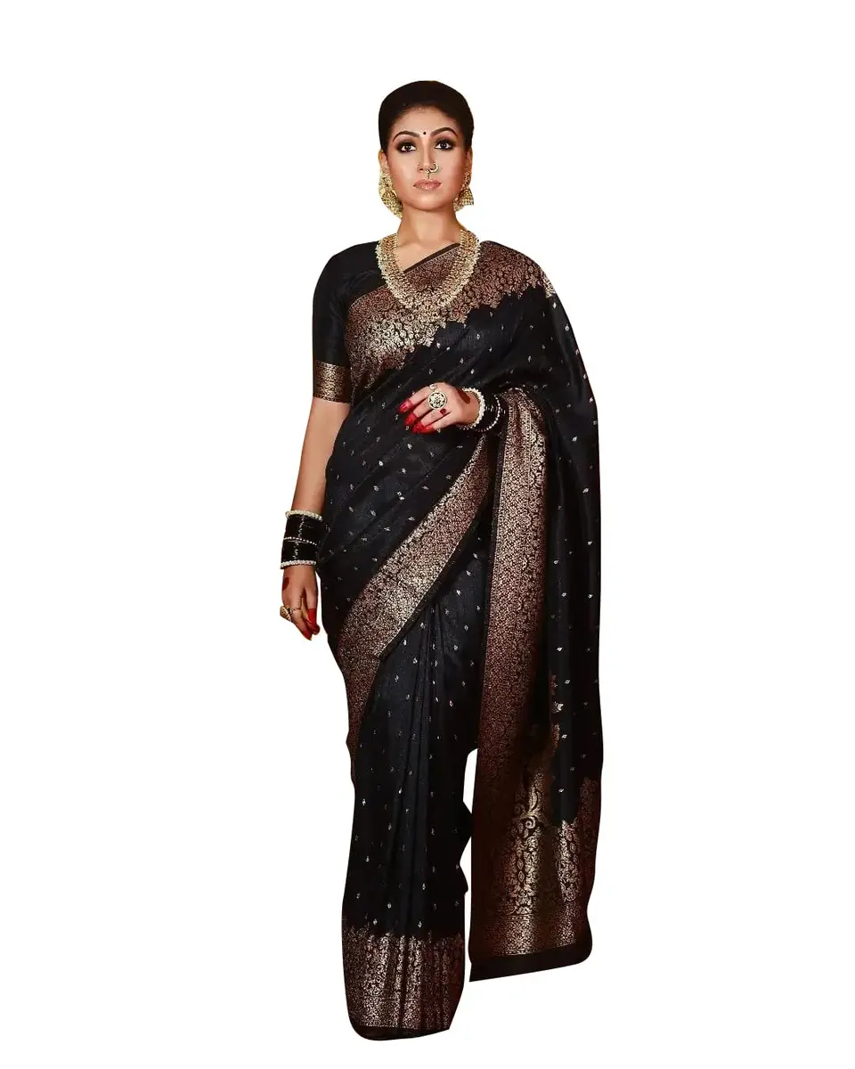 Avantika Fashion Kanjivaram Soft Silk Saree Black One Size | Elegant Jacquard Woven - main product image