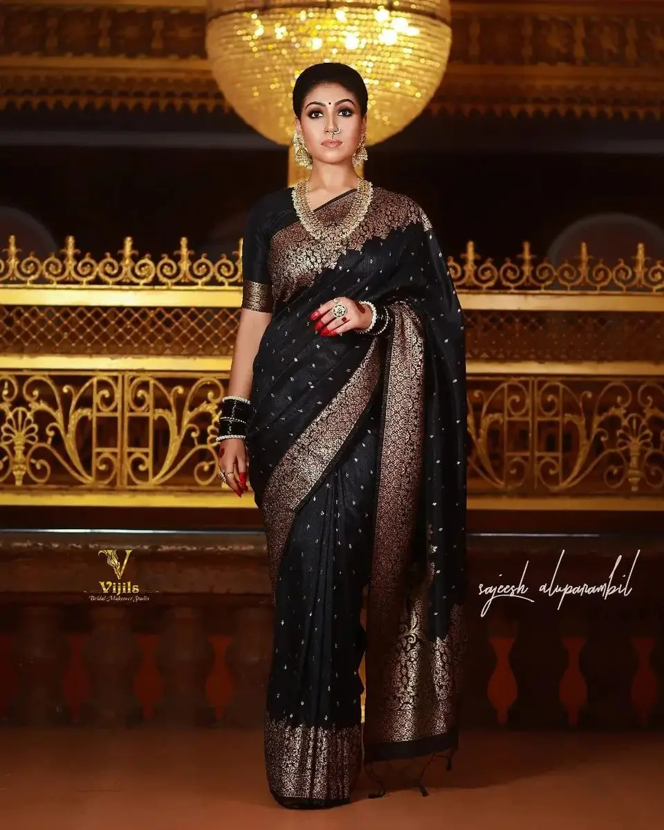 Avantika Fashion Kanjivaram Soft Silk Saree Black One Size | Elegant Jacquard Woven - view 2