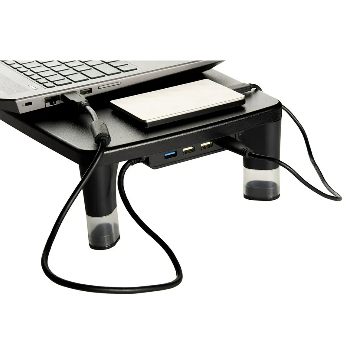 3M Adjustable Monitor Stand with 4-Port USB Hub, Black, 2.04 kg (4.5 lb) | Raises Screen to Eye Level - view 4