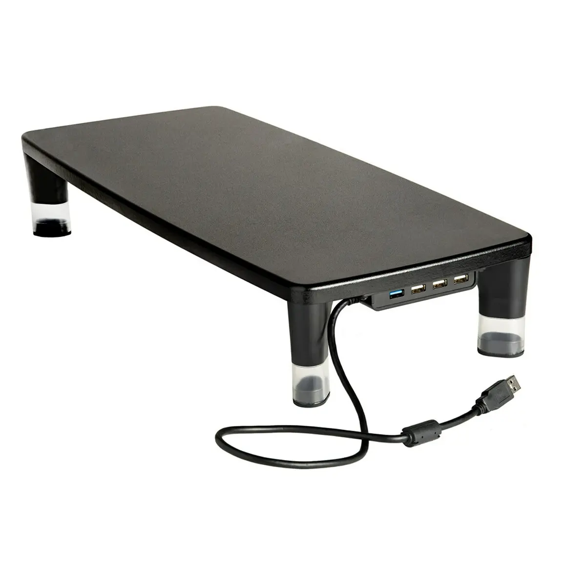 3M Adjustable Monitor Stand with 4-Port USB Hub, Black, 2.04 kg (4.5 lb) | Raises Screen to Eye Level - main product image