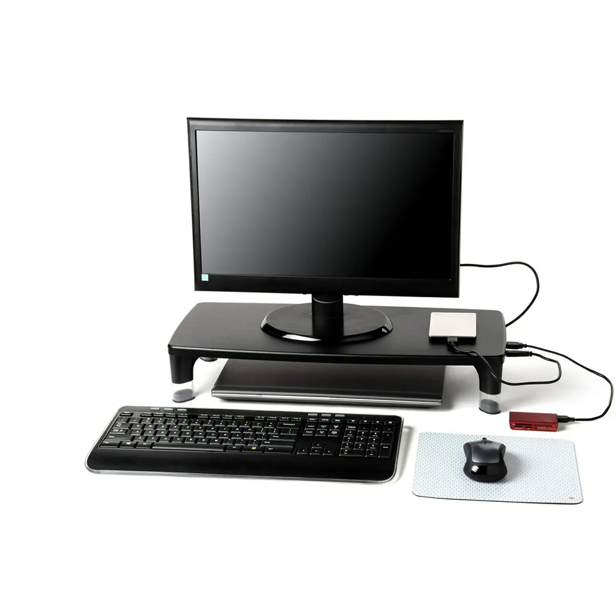 3M Adjustable Monitor Stand with 4-Port USB Hub, Black, 2.04 kg (4.5 lb) | Raises Screen to Eye Level - view 2
