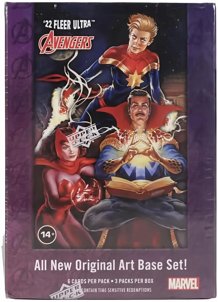 Upper Deck Avengers Trading Card Blaster Box | 2022 Marvel Fleer Ultra Avengers, 3 Packs, 6 Cards per Pack - main product image