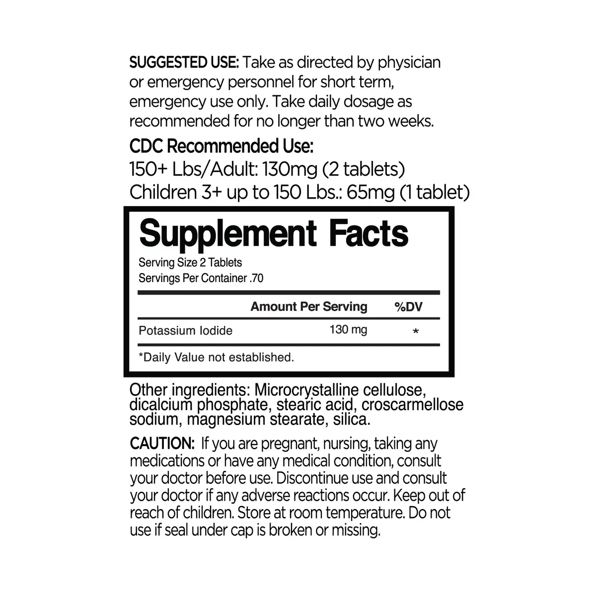 BLUE-EMU Nuk Safe Potassium Iodide 140 Tablets | USP Grade Emergency Iodine Supplement - view 5