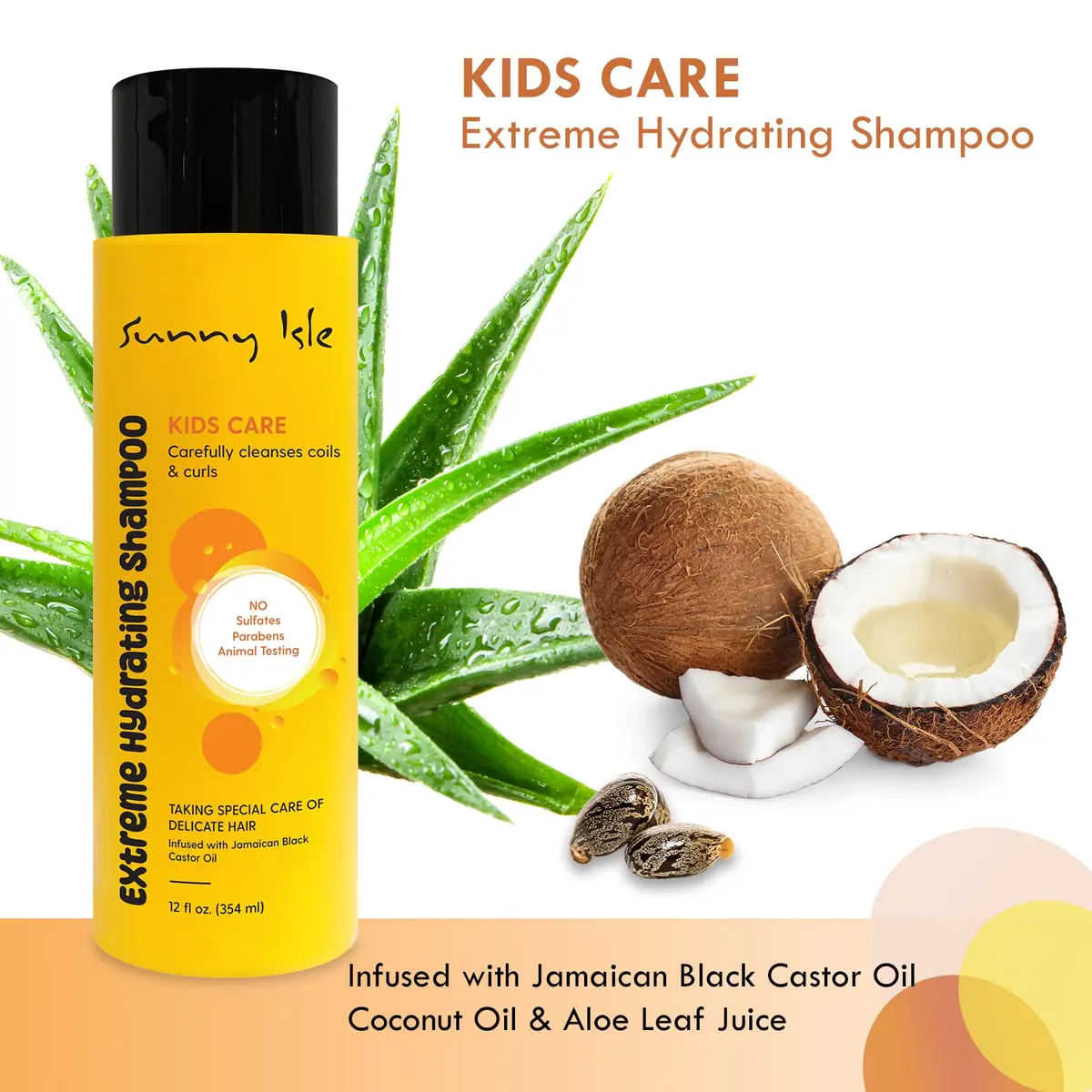 Sunny Isle Kids Care Extreme Hydrating Shampoo 12oz | Gentle, Sulfate-Free for Curly & Wavy Hair - view 3