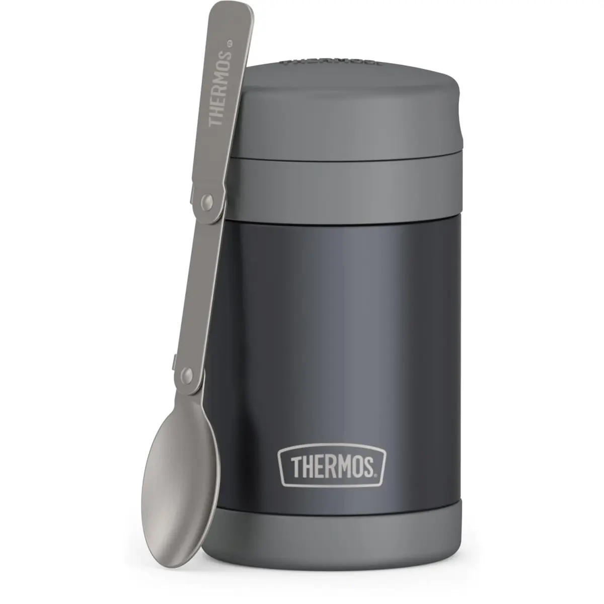 THERMOS FUNTAINER Food Jar with Spoon, 16oz (473ml) Matte Charcoal | Keeps Food Hot 7 Hrs, Cold 9 Hrs - main product image