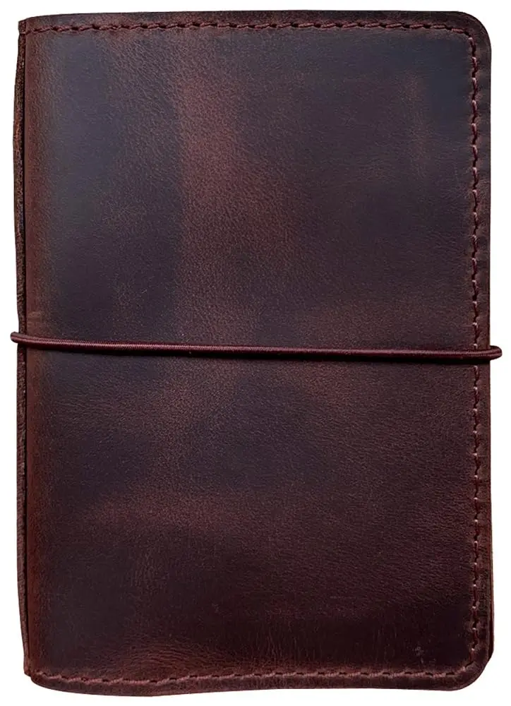 newestor A6 Travelers Notebook Cover with Pen Holder & Card Slots | Genuine Leather, Dark Brown - main product image