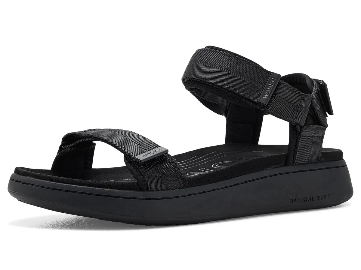 Woden Women's Line Sandals Taupe Multi 6.5 Medium | Recycled, Adjustable Velcro Straps - main product image