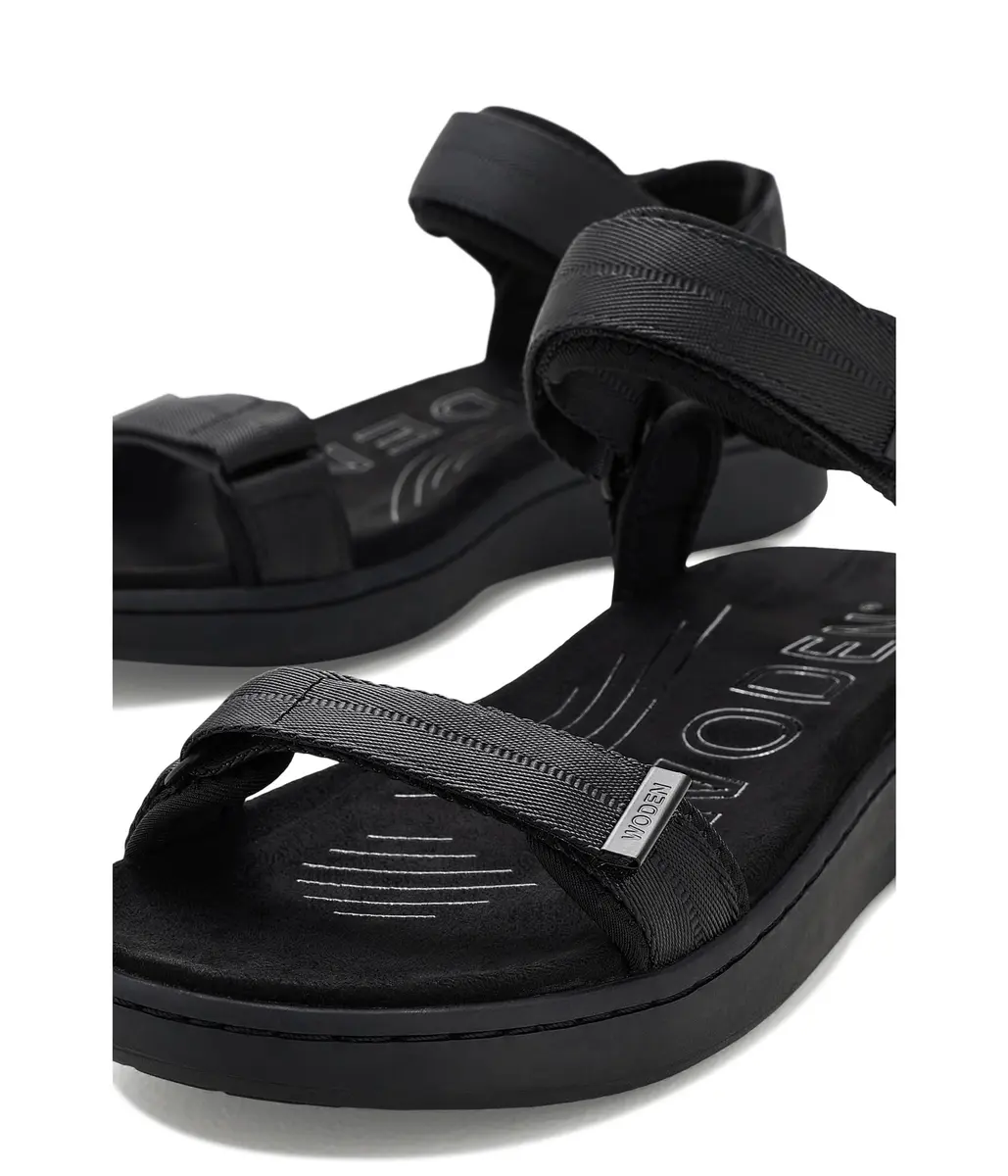 Woden Women's Line Sandals Taupe Multi 6.5 Medium | Recycled, Adjustable Velcro Straps - view 6