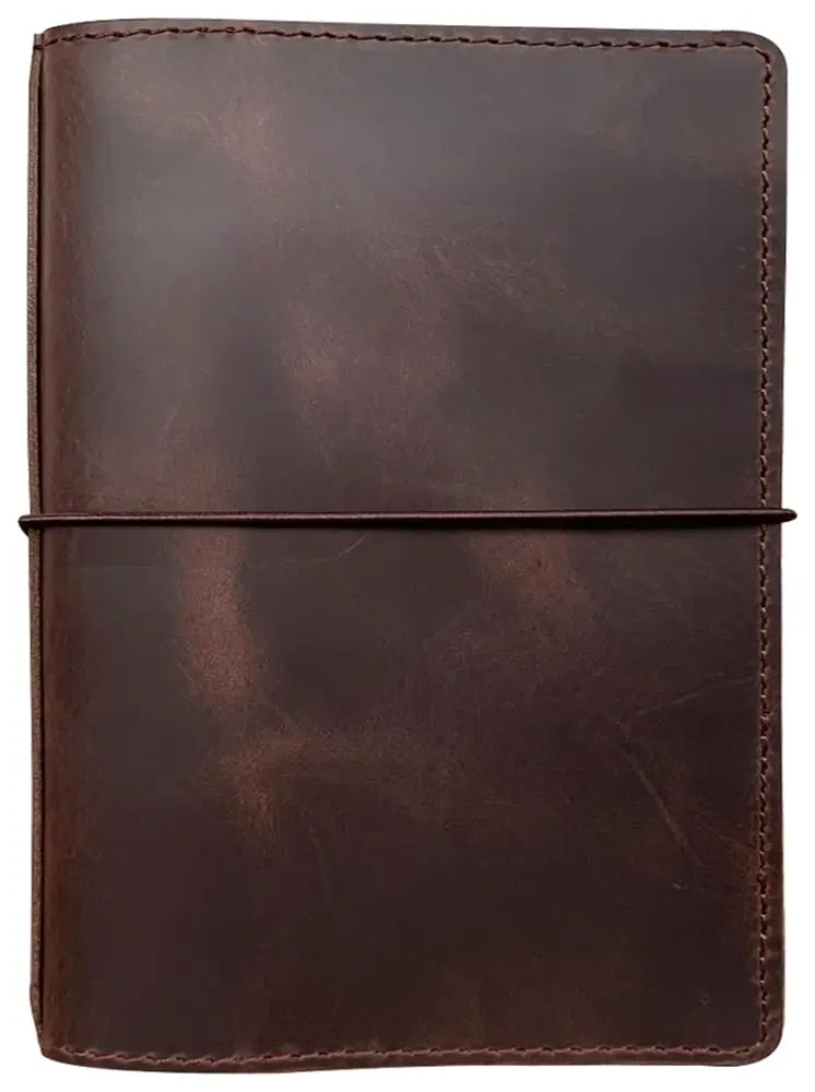 newestor Genuine Leather Travelers Notebook Cover B6 Size Dark Brown | Fits 5"x7.2" Notebooks - main product image