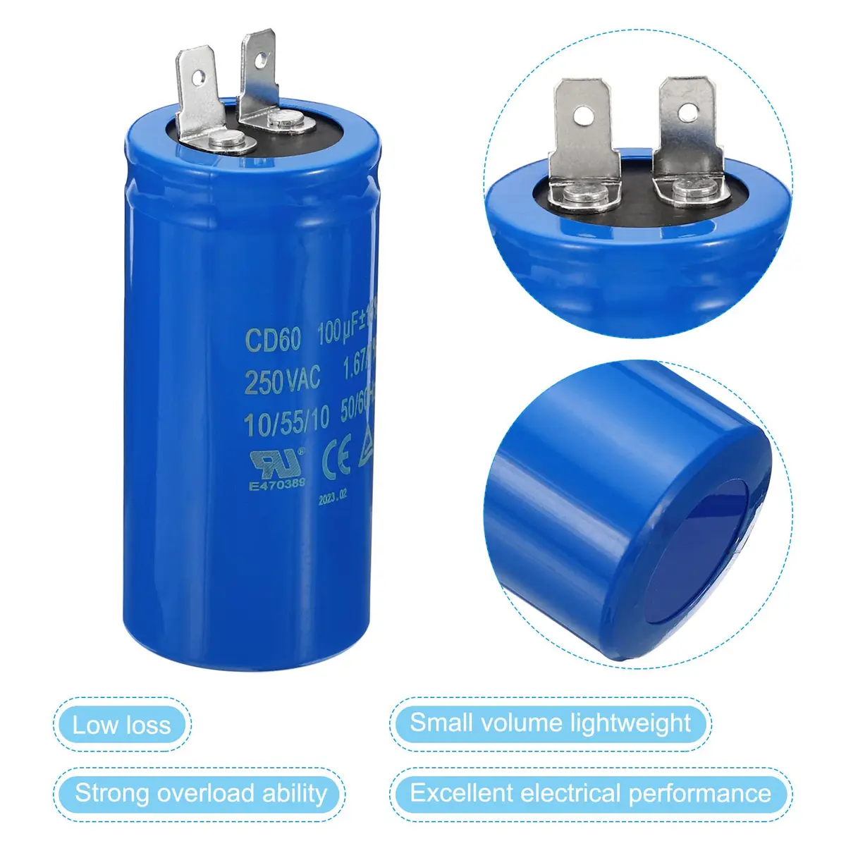 PATIKIL CD60 Run Capacitor 100uF 250VAC | Suitable for Single-Phase Motors in India - view 4