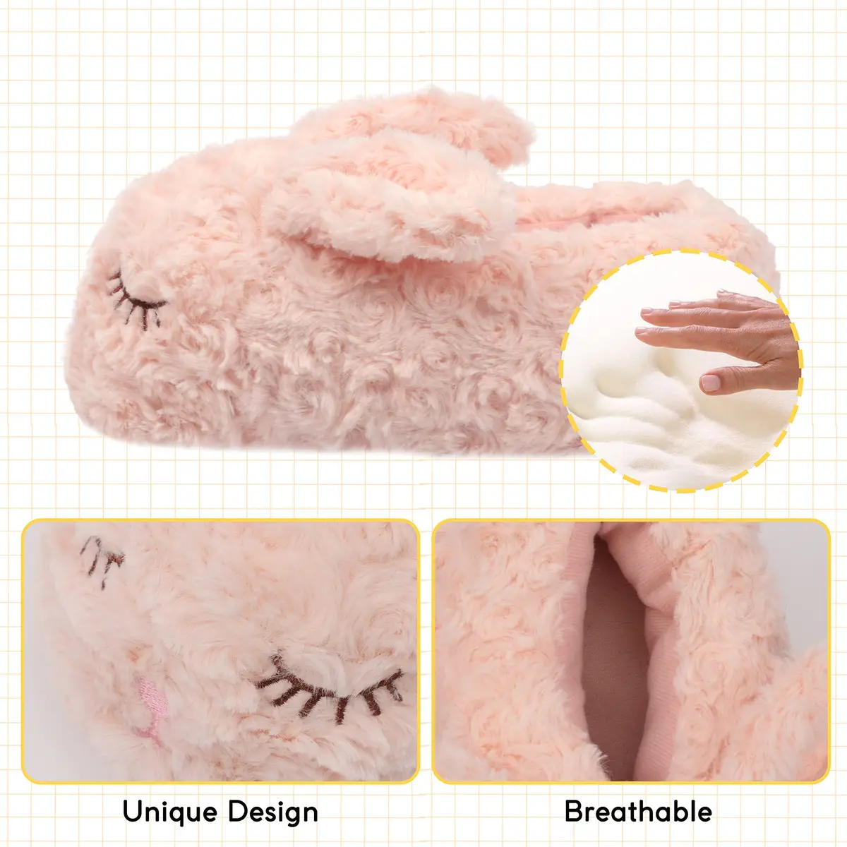 Aopuro Novelty Women Pink Bunny Animal Slippers Size 9-10 | Soft Plush & Non-Slip Comfort - view 3