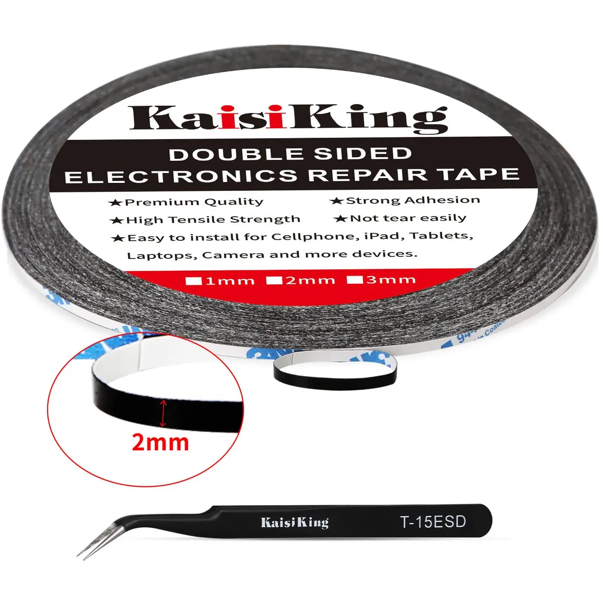 Kaisiking LCD Screen Repair Tape 2mm & 3mm | Double Sided Adhesive for Cellphone & Device Repair - view 2