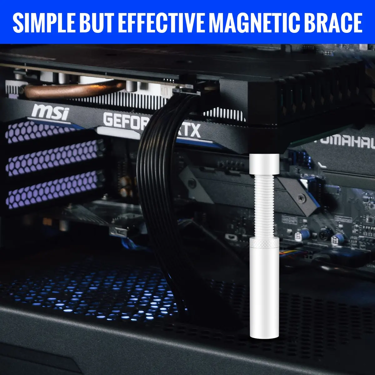 Aivalas Graphics Card GPU Brace Support, Video Card Sag Holder Bracket Stand | Aluminum, Adjustable Height, Magnetic Base - view 5