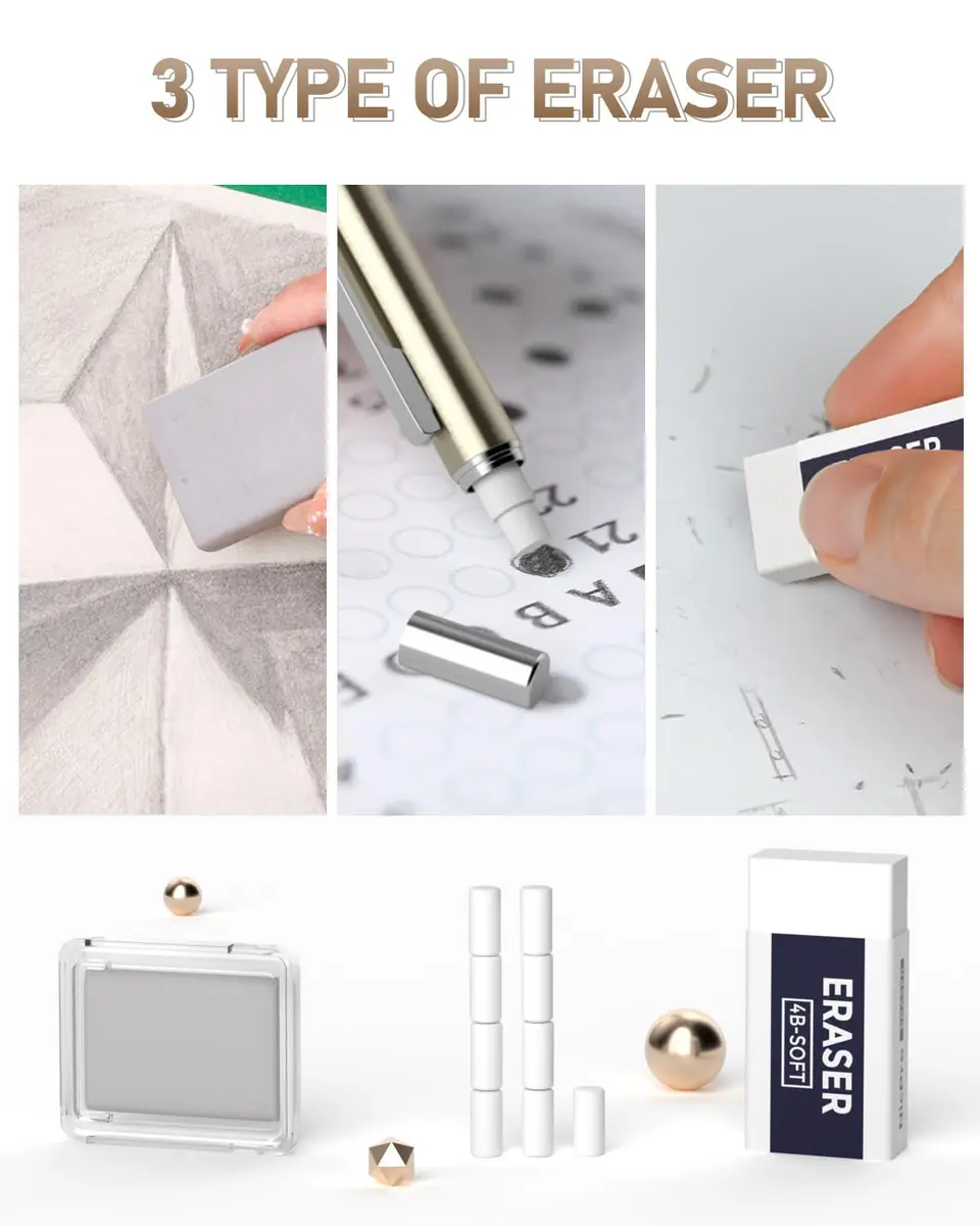 Nicpro Mechanical Pencil Set with 35PCS Art Leads, Erasers & Sharpeners | 0.5/0.7/0.9/2.0mm Fine Point - view 5