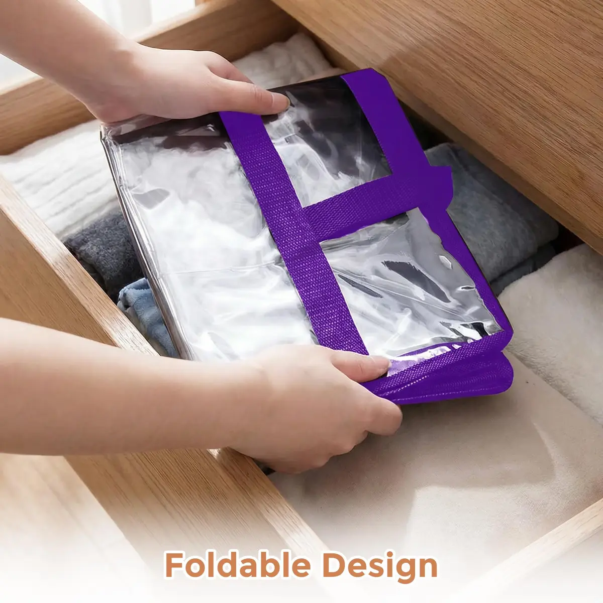 Budding Joy 6 Pack Clear Storage Bags 45L | Heavy-Duty PVC Closet Organizer for Clothes & Bedding - view 5