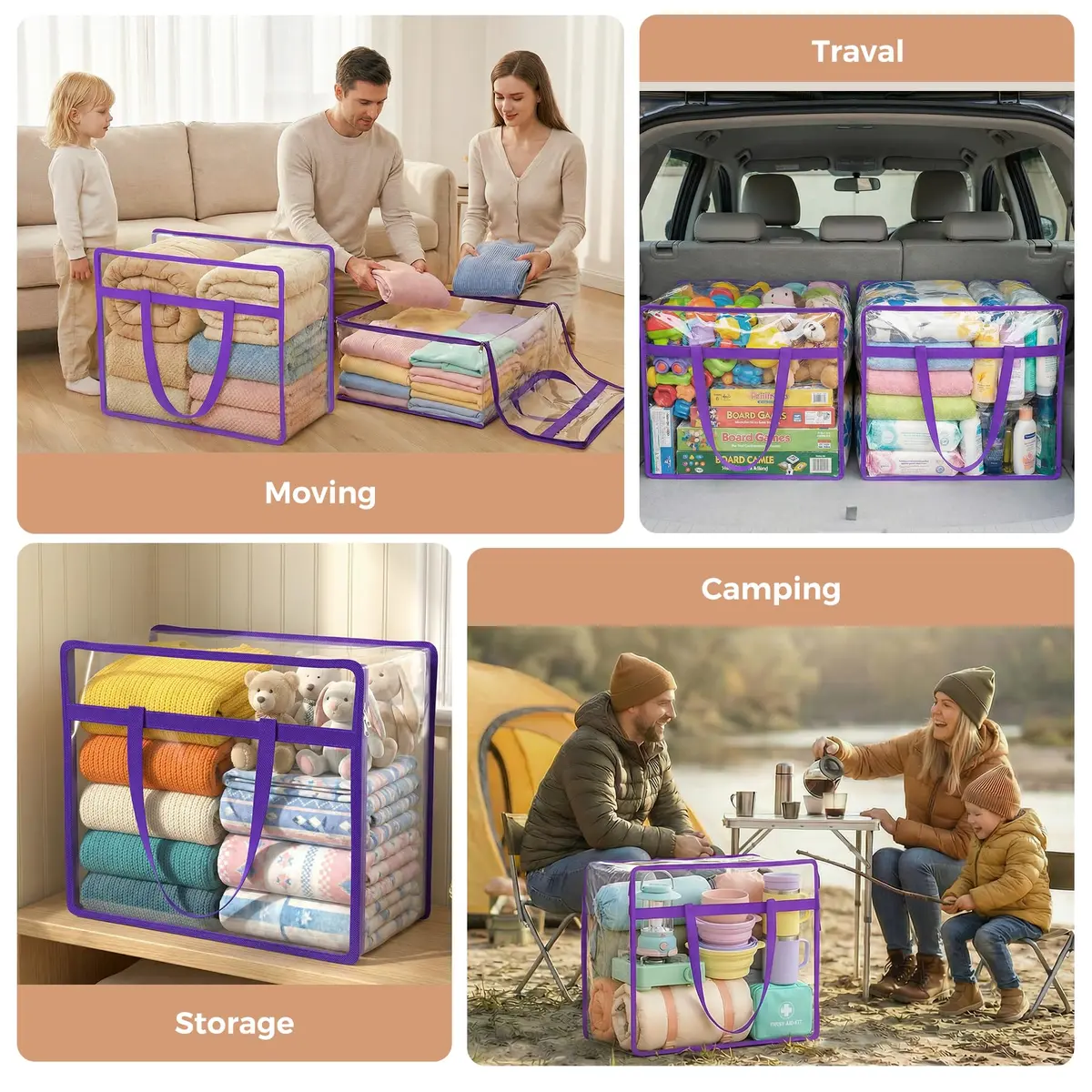 Budding Joy 6 Pack Clear Storage Bags 45L | Heavy-Duty PVC Closet Organizer for Clothes & Bedding - view 6