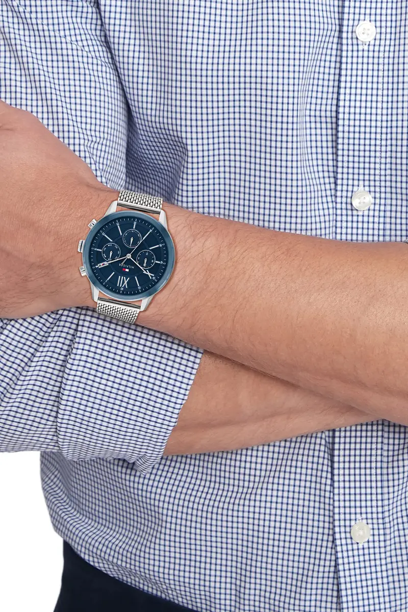 Tommy Hilfiger Men's Quartz 1710524 Stainless Steel Watch | Blue Dial & Mesh Band - view 2