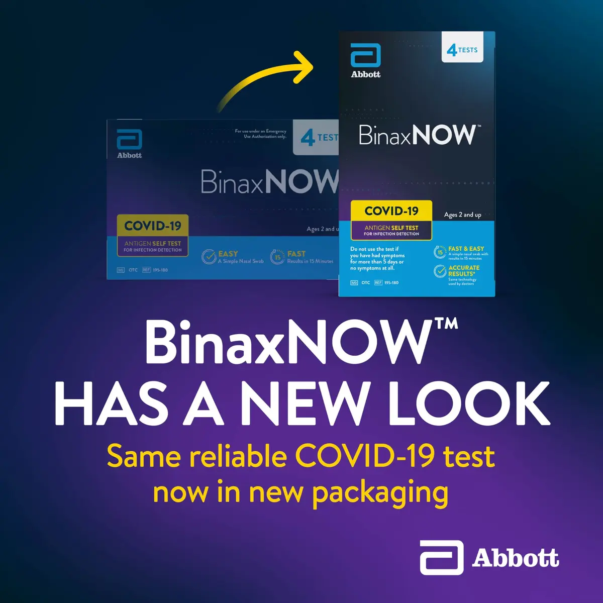 BinaxNOW COVID-19 Antigen Self Test | 4 Tests, 15-Min Results, Easy Home Use - view 2