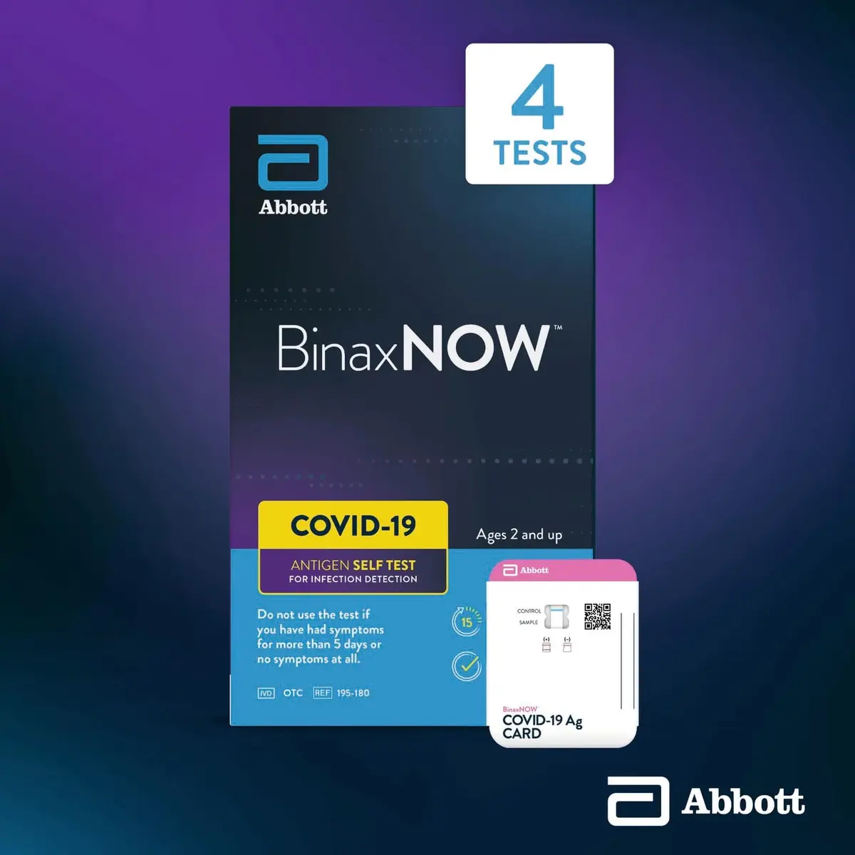 BinaxNOW COVID-19 Antigen Self Test | 4 Tests, 15-Min Results, Easy Home Use - view 3