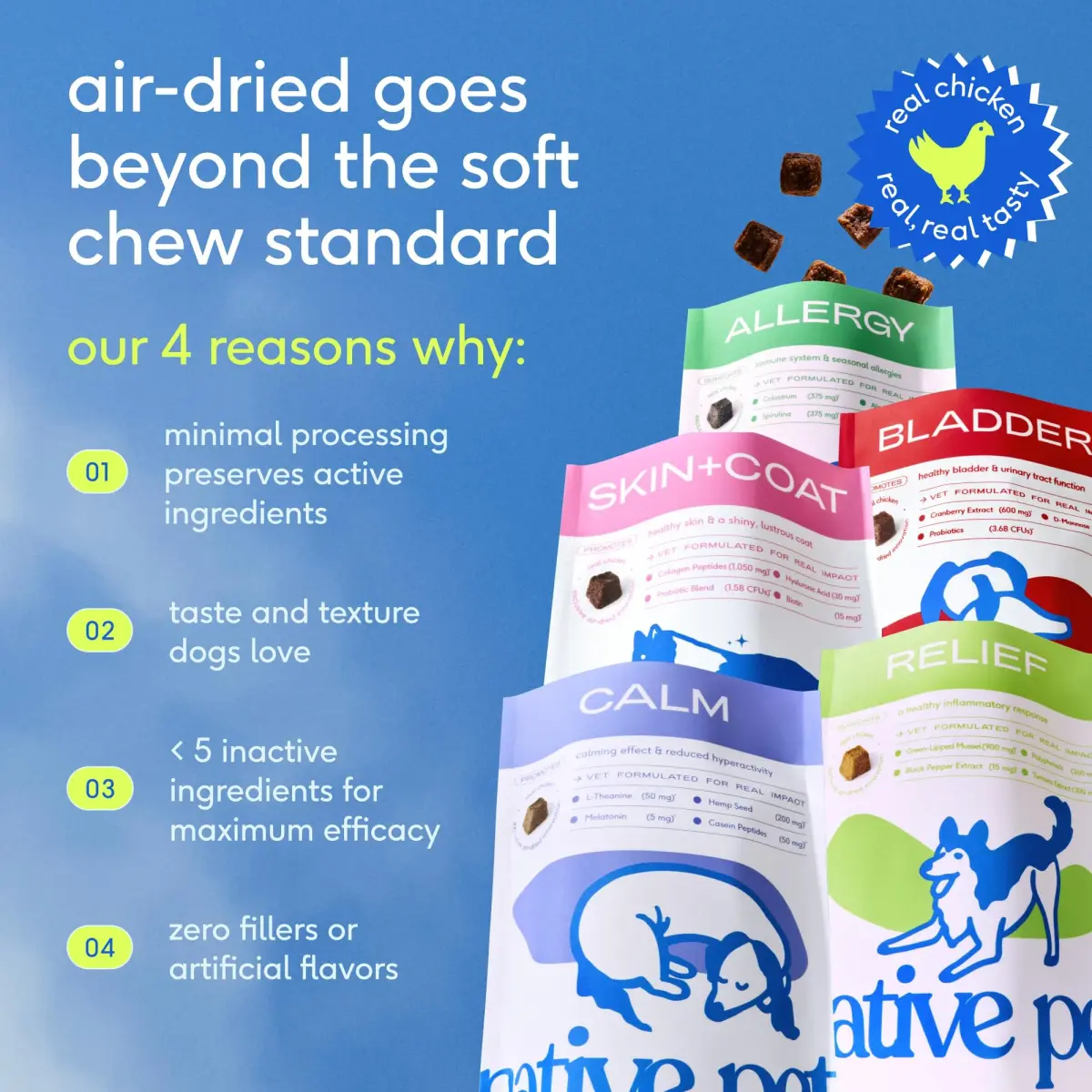Native Pet Calming Chews for Dogs - Hemp Seed, Melatonin, L-Theanine & Casein - Air-Dried 30 Chews | Supports Emotional Balance & Reduces Hyperactivity - view 8