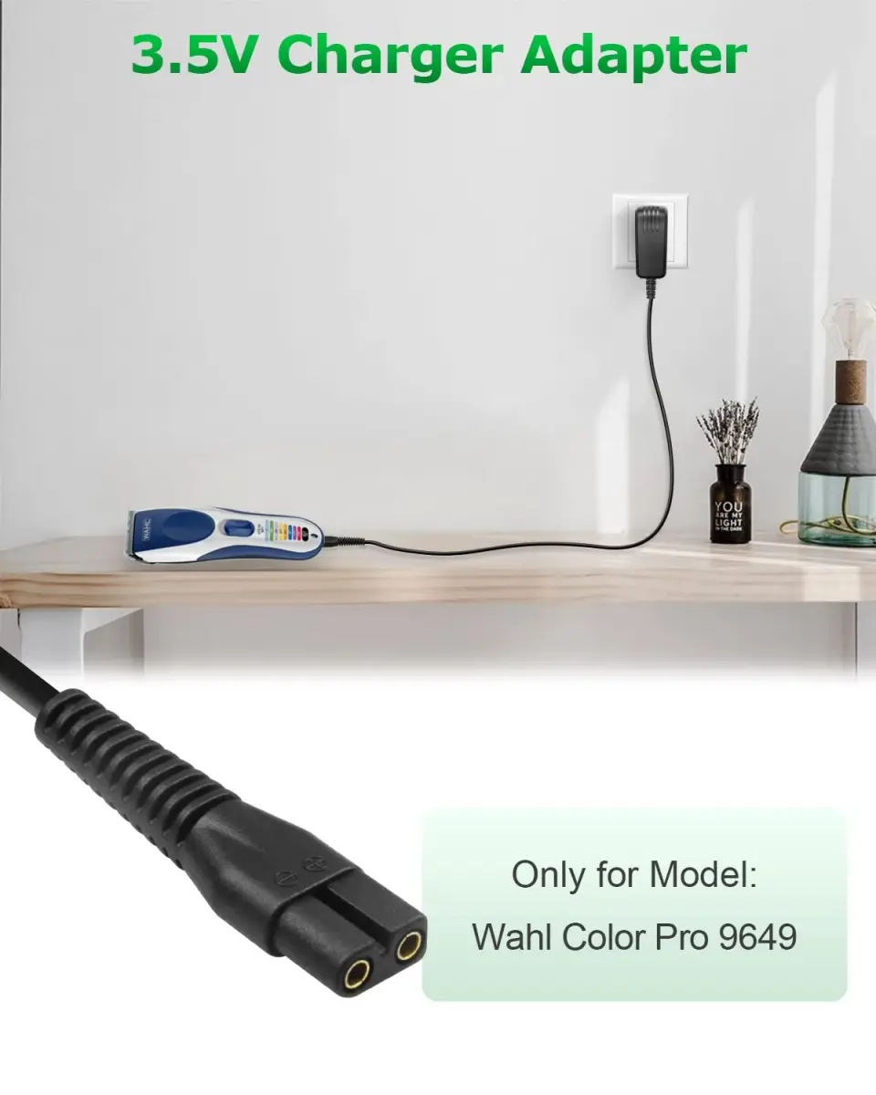 Arkare Wahl 9649 Charger Replacement Cord AC Adapter 2M (6.6ft) | Compatible with Wahl Color Pro Cordless Hair Clipper & Trimmer 9649 - view 3