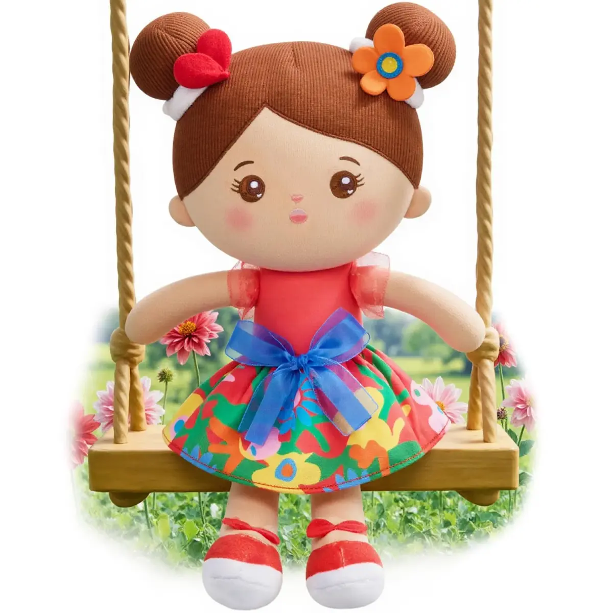 OUOZZZ Soft Plush Baby Doll 12.6 Inch, Brown Skin Snuggle | CPSIA Certified Safe & Soft for Infants - main product image