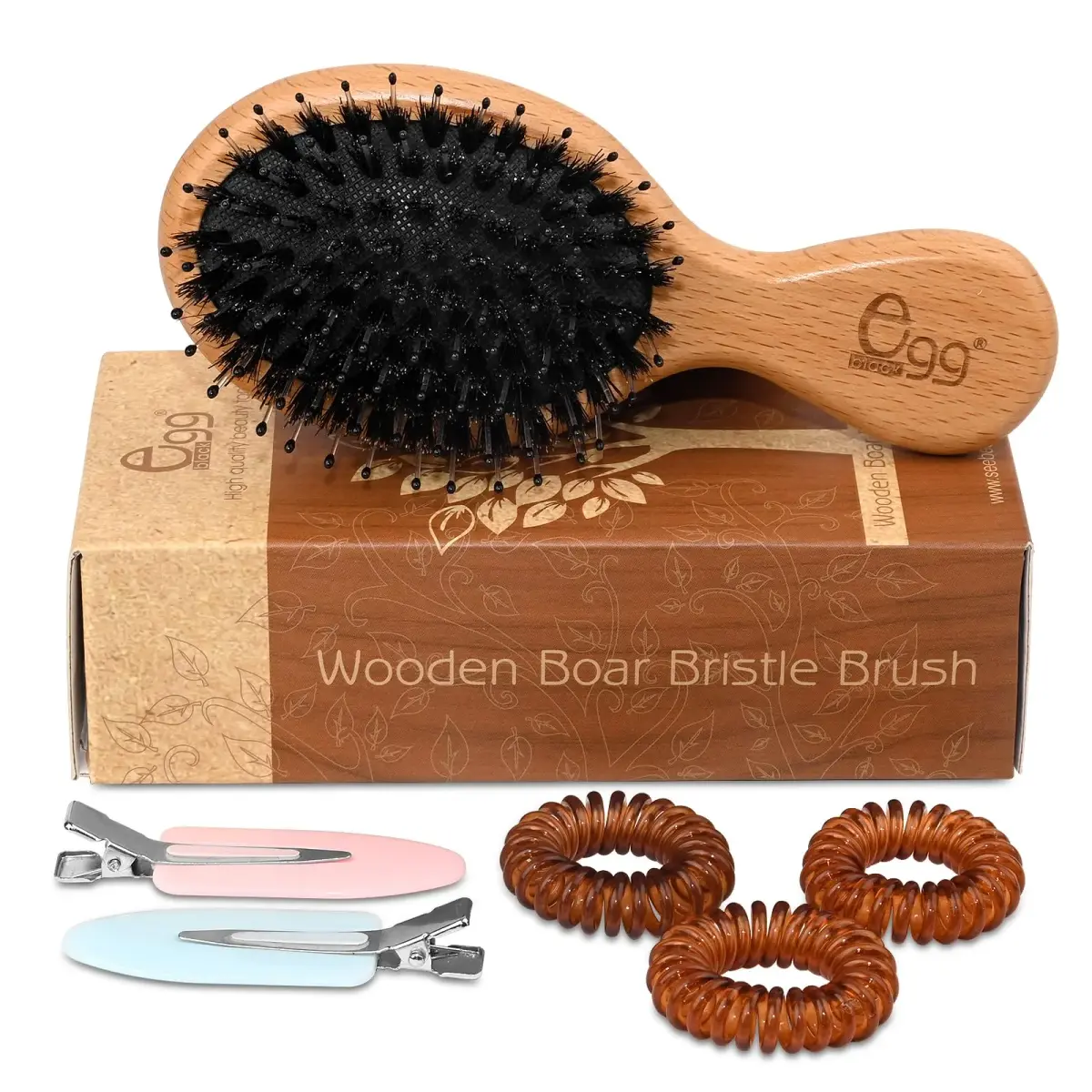 BLACK EGG Mini Boar Bristle Hair Brush - Detangling Travel Hairbrush for All Hair Types | 14.6cm (5.75 inches) - main product image