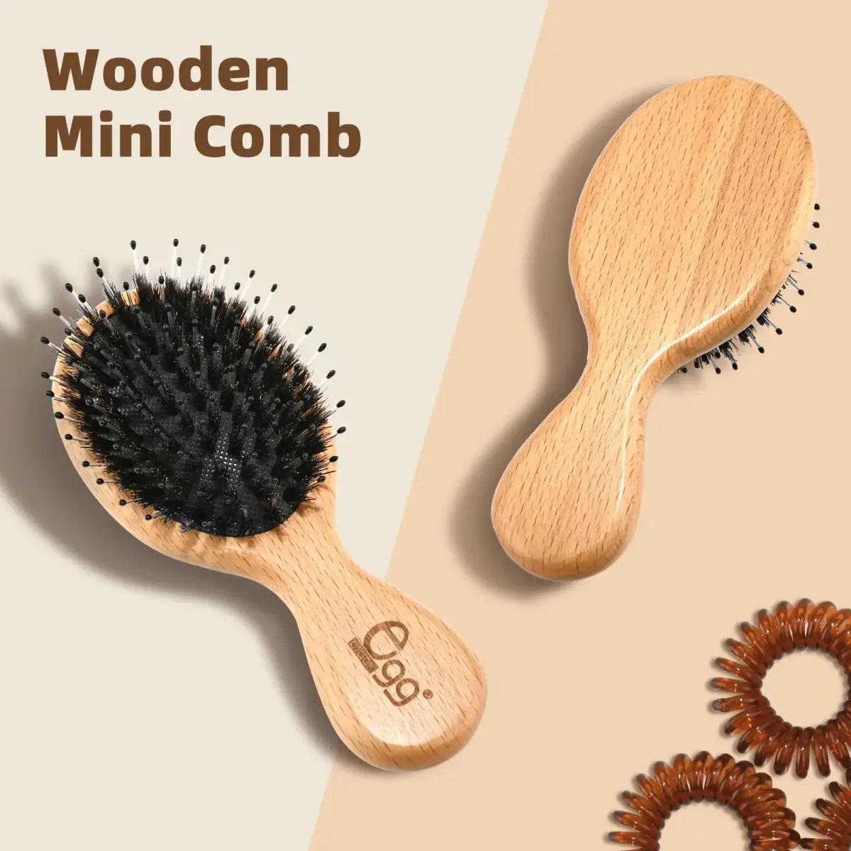 BLACK EGG Mini Boar Bristle Hair Brush - Detangling Travel Hairbrush for All Hair Types | 14.6cm (5.75 inches) - view 2