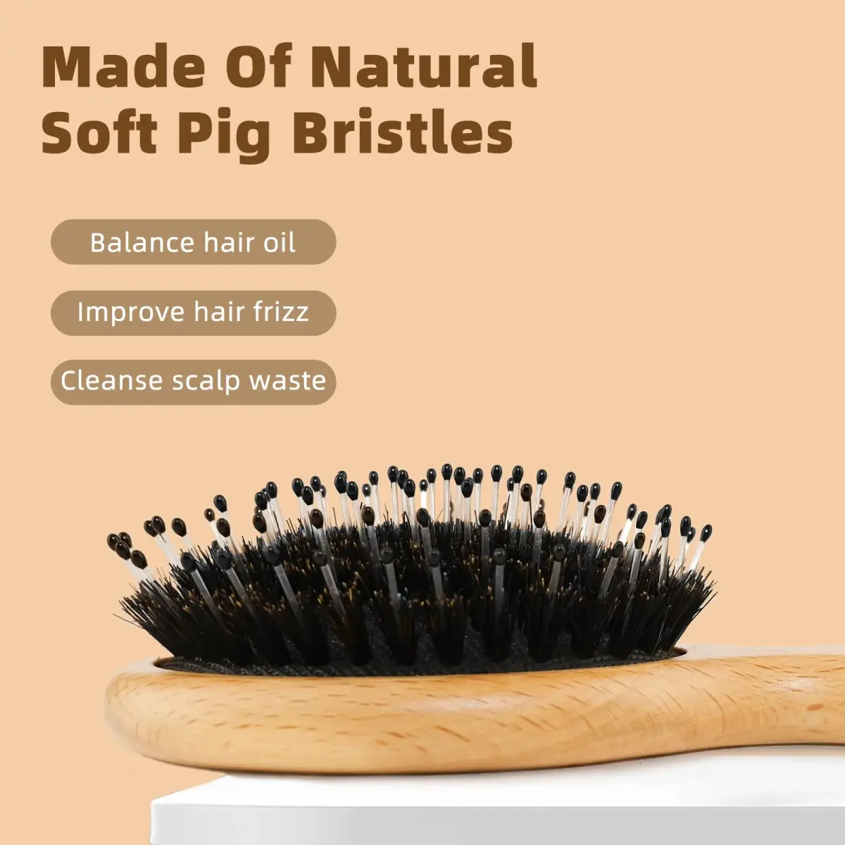 BLACK EGG Mini Boar Bristle Hair Brush - Detangling Travel Hairbrush for All Hair Types | 14.6cm (5.75 inches) - view 3