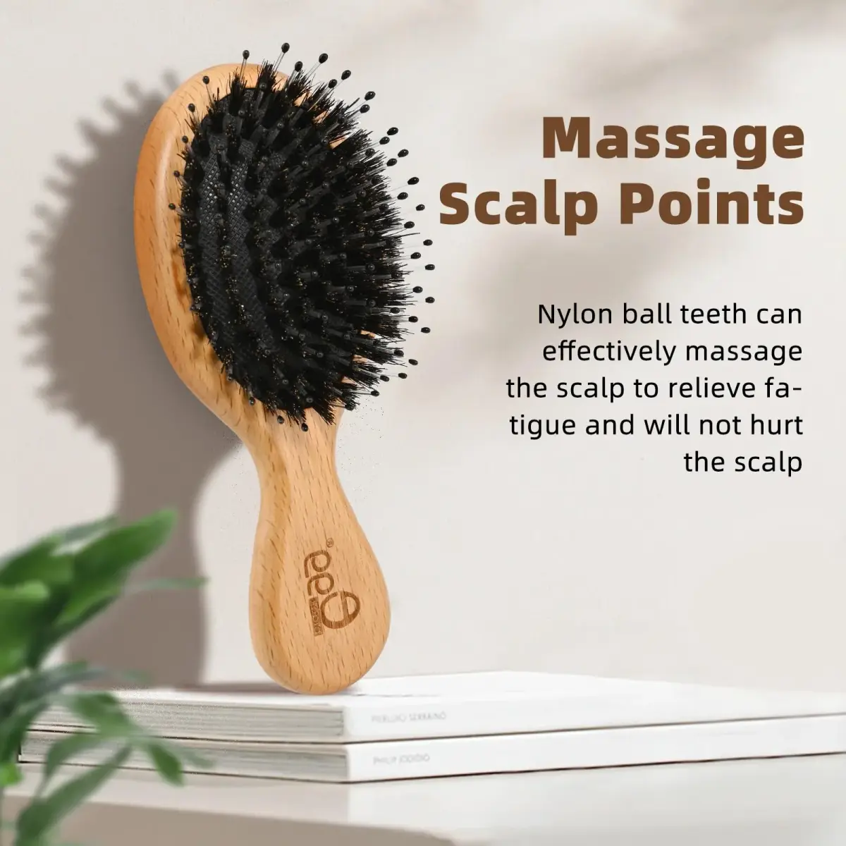 BLACK EGG Mini Boar Bristle Hair Brush - Detangling Travel Hairbrush for All Hair Types | 14.6cm (5.75 inches) - view 4