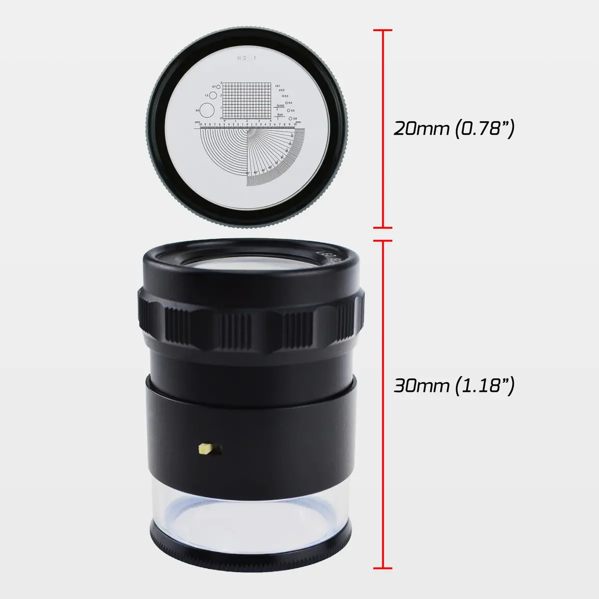 DANOPLUS Jewelers Loupe 10X Magnification with 8 LED Lights & 4 Glass Scale Lens, 0.98'' Field of View - view 4