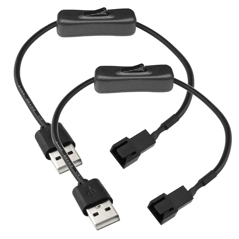 Gebildet USB to 3/4 Pin Fan Adapter Cable with ON/OFF Switch, 30cm, 2 Pack - main product image