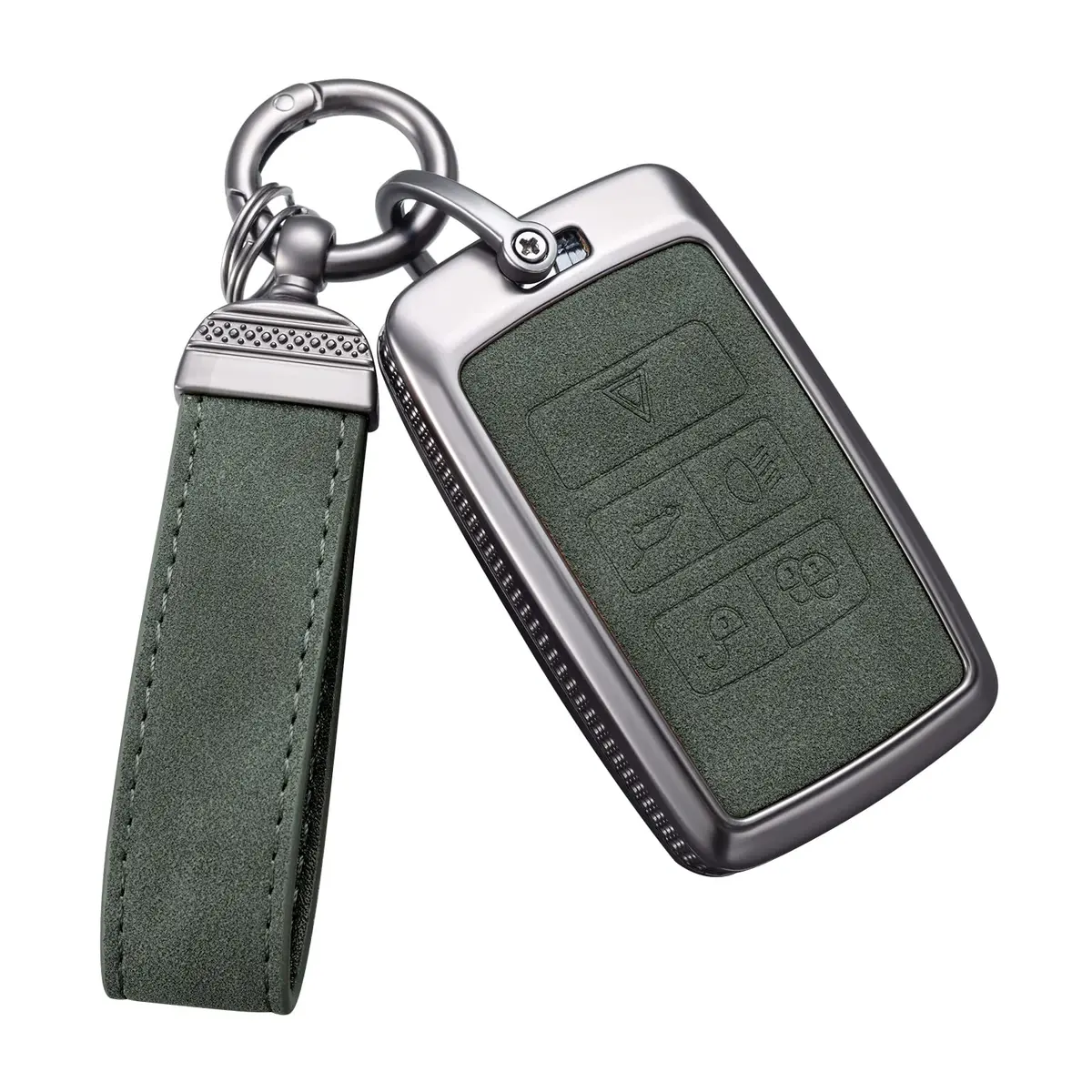 YO&YOYE Land Rover Key Fob Cover with Keychain Leather Model2 Green | Full Protection & Premium Material - main product image