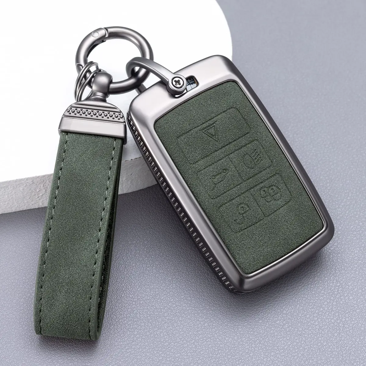 YO&YOYE Land Rover Key Fob Cover with Keychain Leather Model2 Green | Full Protection & Premium Material - view 5