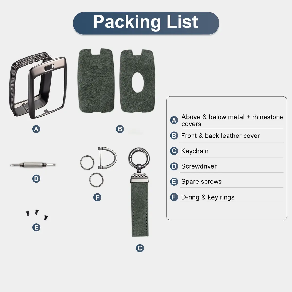 YO&YOYE Land Rover Key Fob Cover with Keychain Leather Model2 Green | Full Protection & Premium Material - view 6