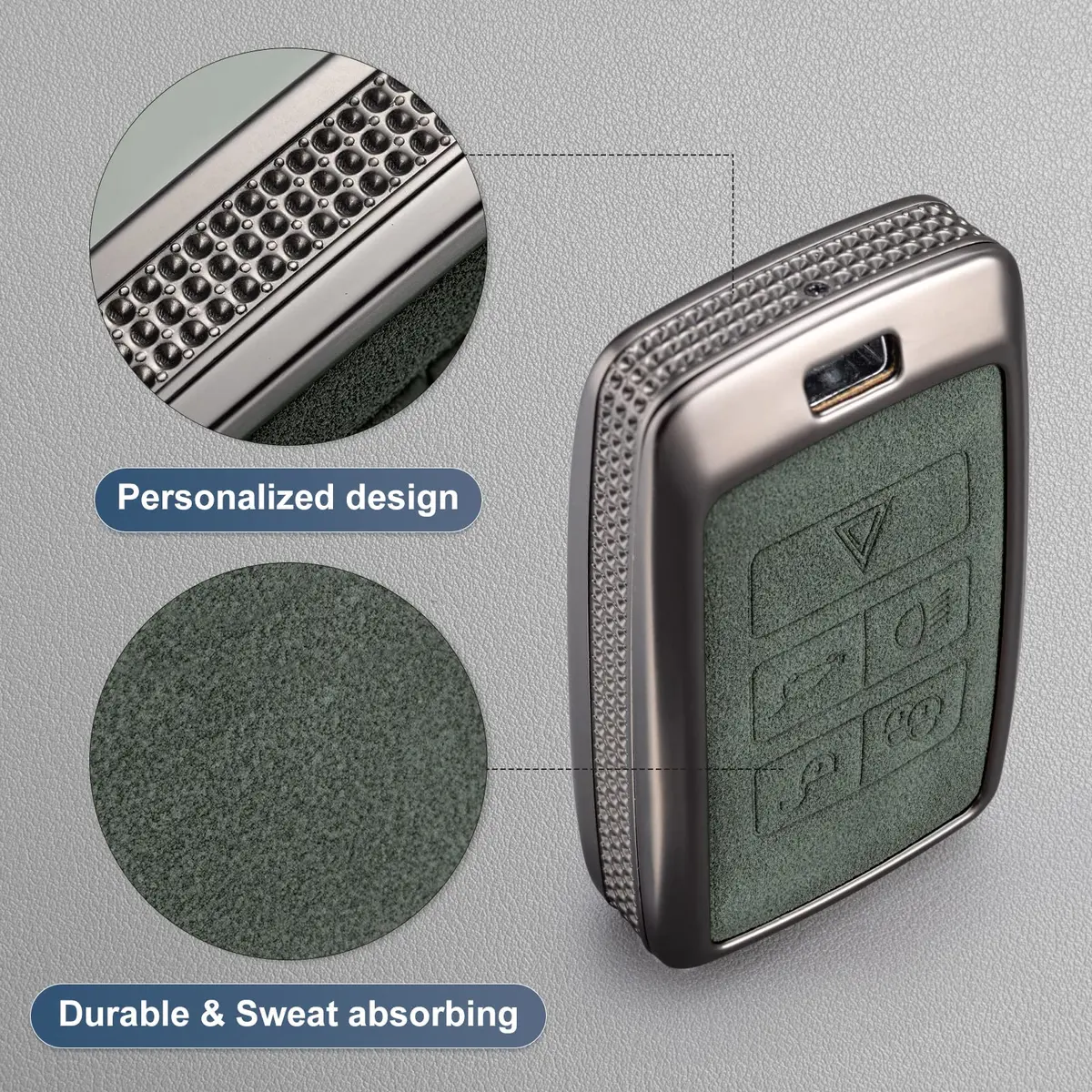 YO&YOYE Land Rover Key Fob Cover with Keychain Leather Model2 Green | Full Protection & Premium Material - view 3