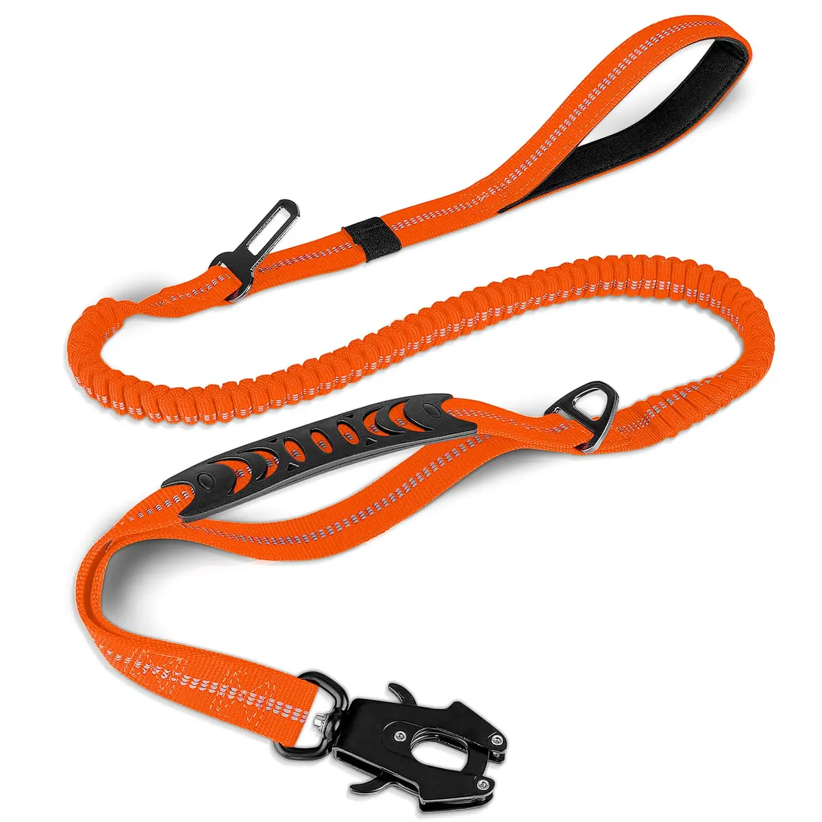 Joytale Tactical Dog Leash 6 ft | Shock Absorbing No Pull, Orange, Heavy Duty, Reflective, Dual Handles, Car Seatbelt Clip - main product image