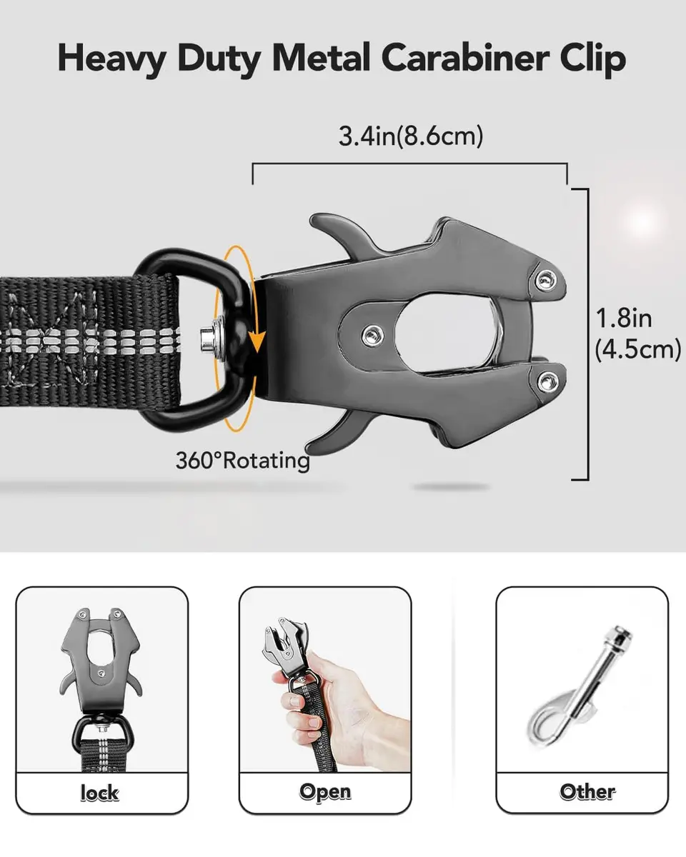 Joytale Tactical Dog Leash 6 ft | Shock Absorbing No Pull, Black, Heavy Duty, Large Dogs - view 5