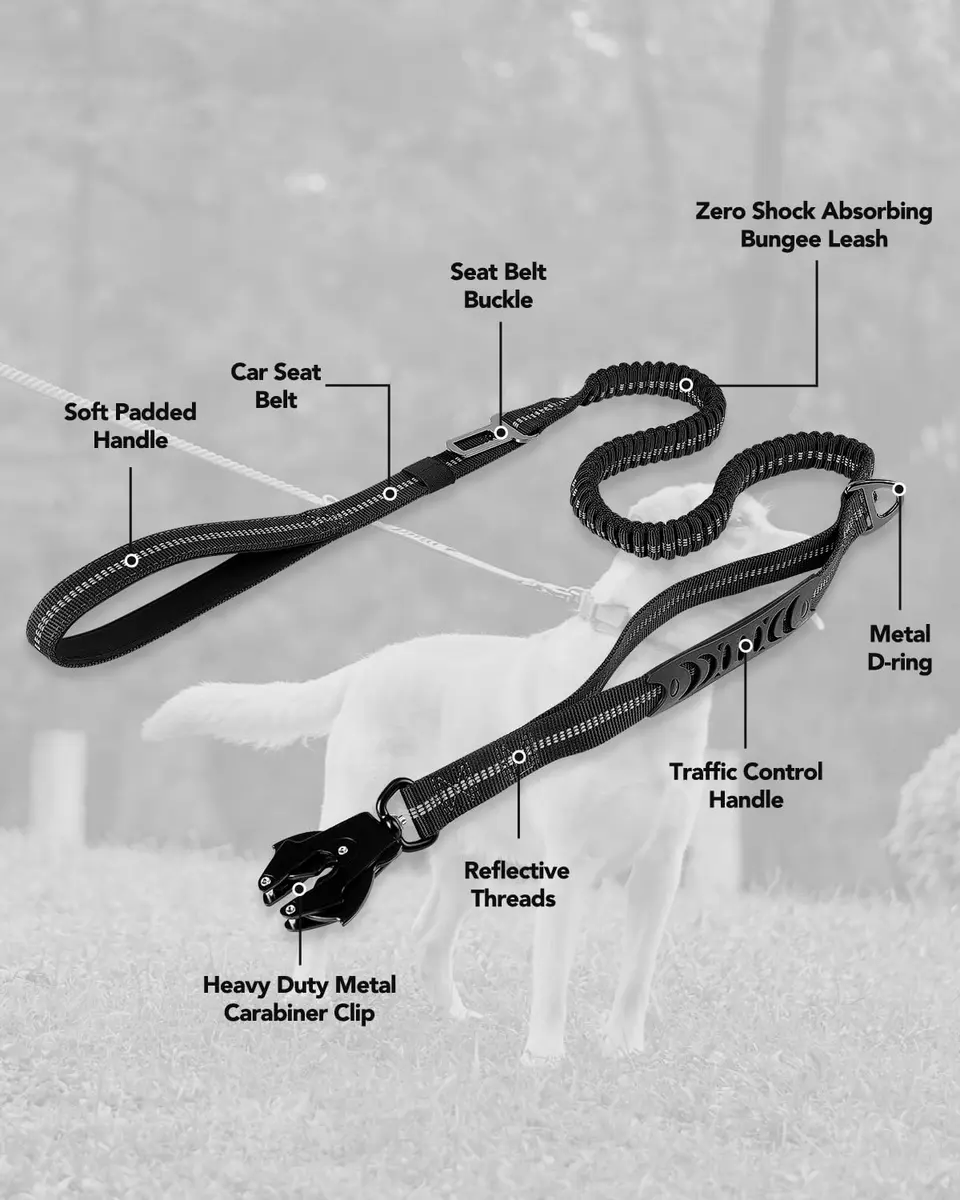 Joytale Tactical Dog Leash 6 ft | Shock Absorbing No Pull, Black, Heavy Duty, Large Dogs - view 7