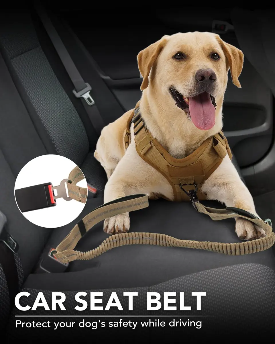 Joytale Tactical Bungee Dog Leash 4FT-6FT | Shock Absorbing No Pull, Coyote Brown - view 5