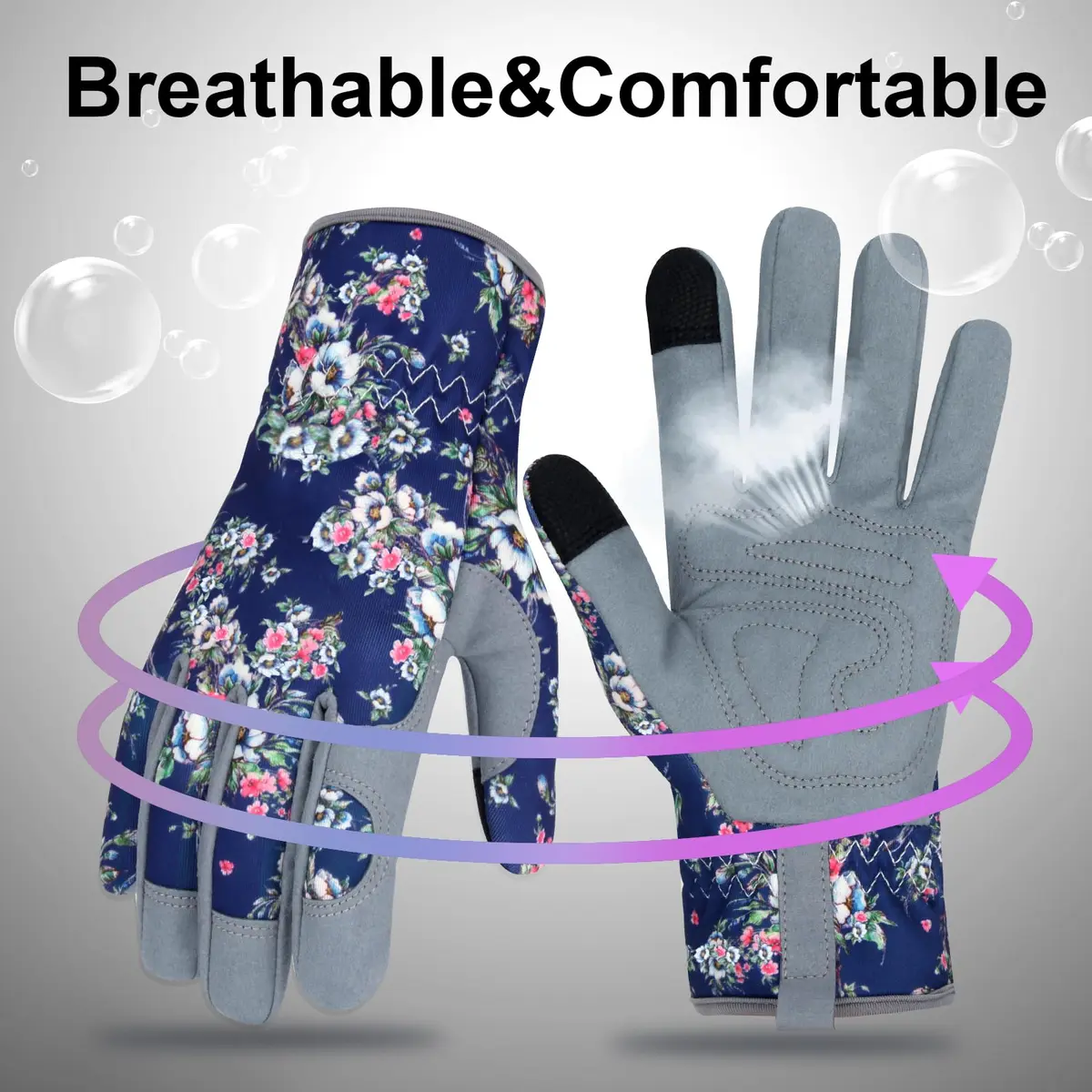 MERTURN Leather Gardening Gloves for Women Garden Gloves Thorn Proof Touch Screen Design Heavy Duty Yard Working Gloves for Planting, Digging, Pruning, L - view 4