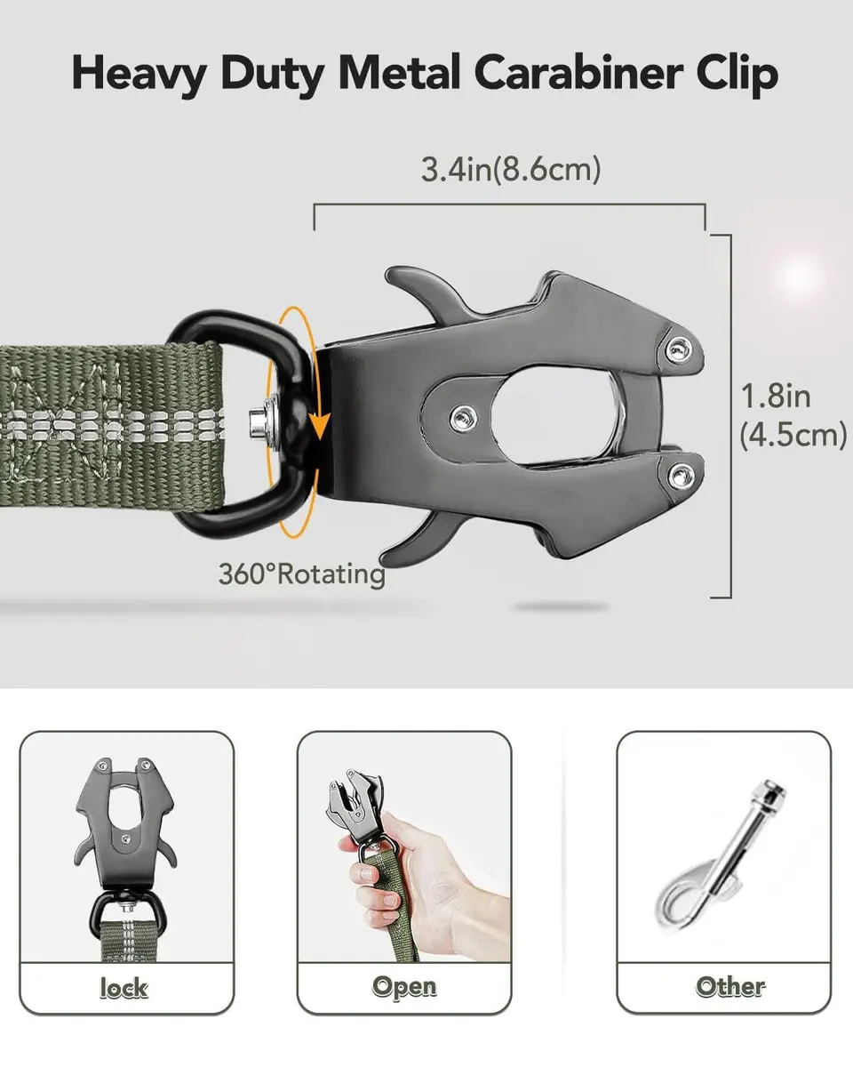 Joytale Tactical Bungee Dog Leash, Shock Absorbing No Pull, Army Green | Heavy Duty Control for Large Dogs - view 2