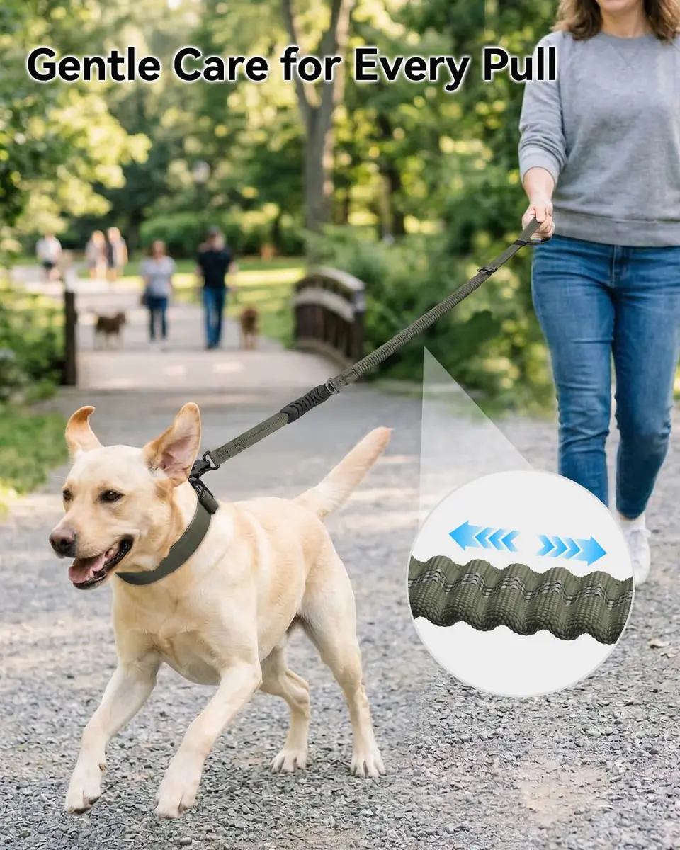 Joytale Tactical Bungee Dog Leash, Shock Absorbing No Pull, Army Green | Heavy Duty Control for Large Dogs - view 3