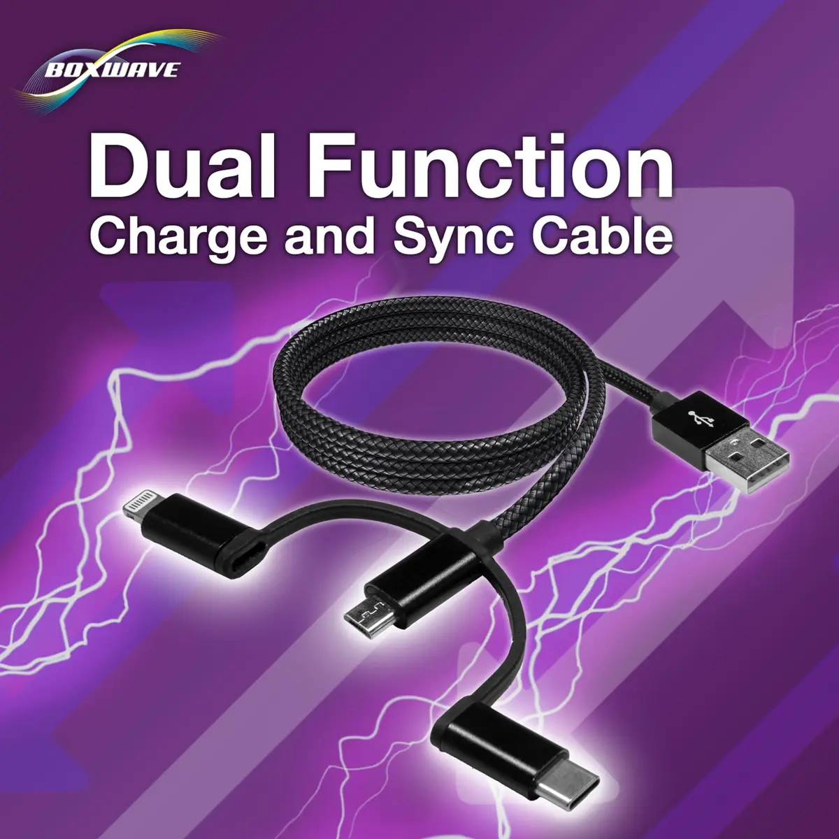 BoxWave AllCharge 3-in-1 USB C & Micro USB Cable 100cm | Compatible with Sony Walkman NW-A306 - view 6