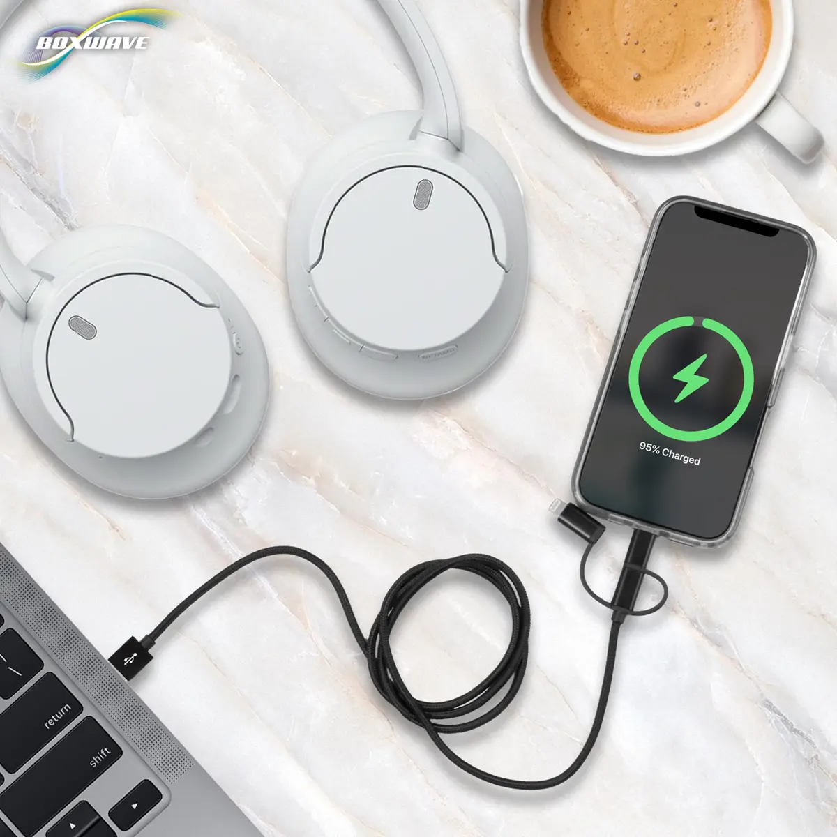 BoxWave AllCharge 3-in-1 USB C & Micro USB Cable 100cm | Compatible with Sony Walkman NW-A306 - view 7