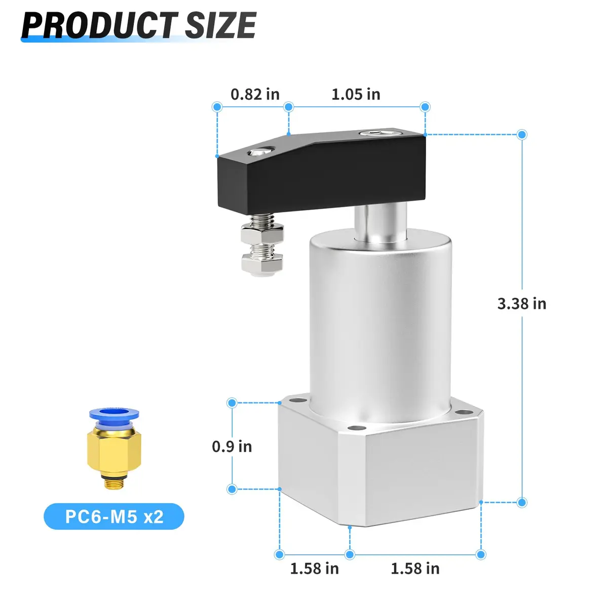 TAILONZ PNEUMATIC Left-Turn Cylinder 20mm Bore | 90° Rotation, Aluminum Alloy, Double Action, 0-1.5Mpa - view 2
