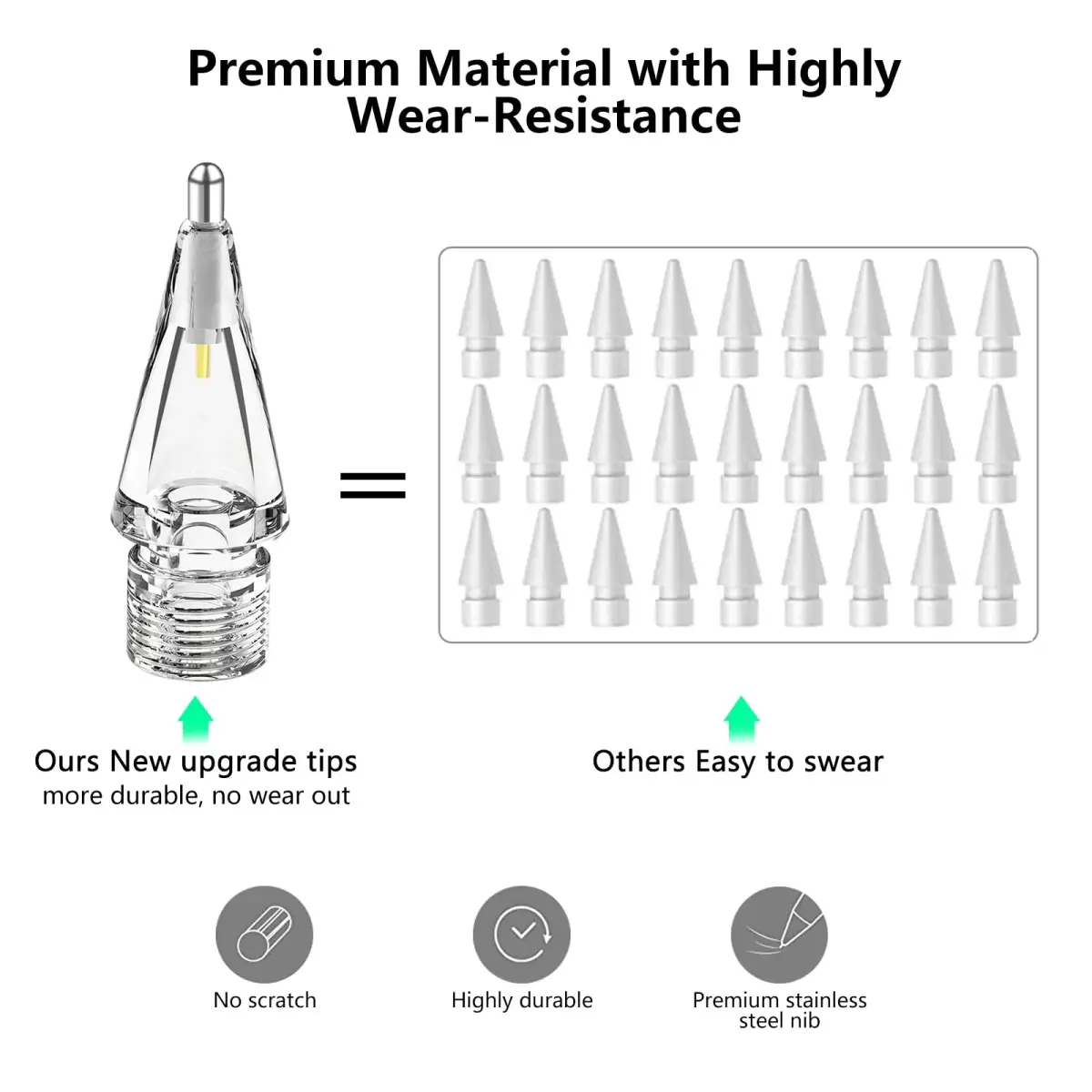 Frylaa Metal Pencil Tips for Apple Pencil 1st & 2nd Gen | 4 Pack, Clear - view 5