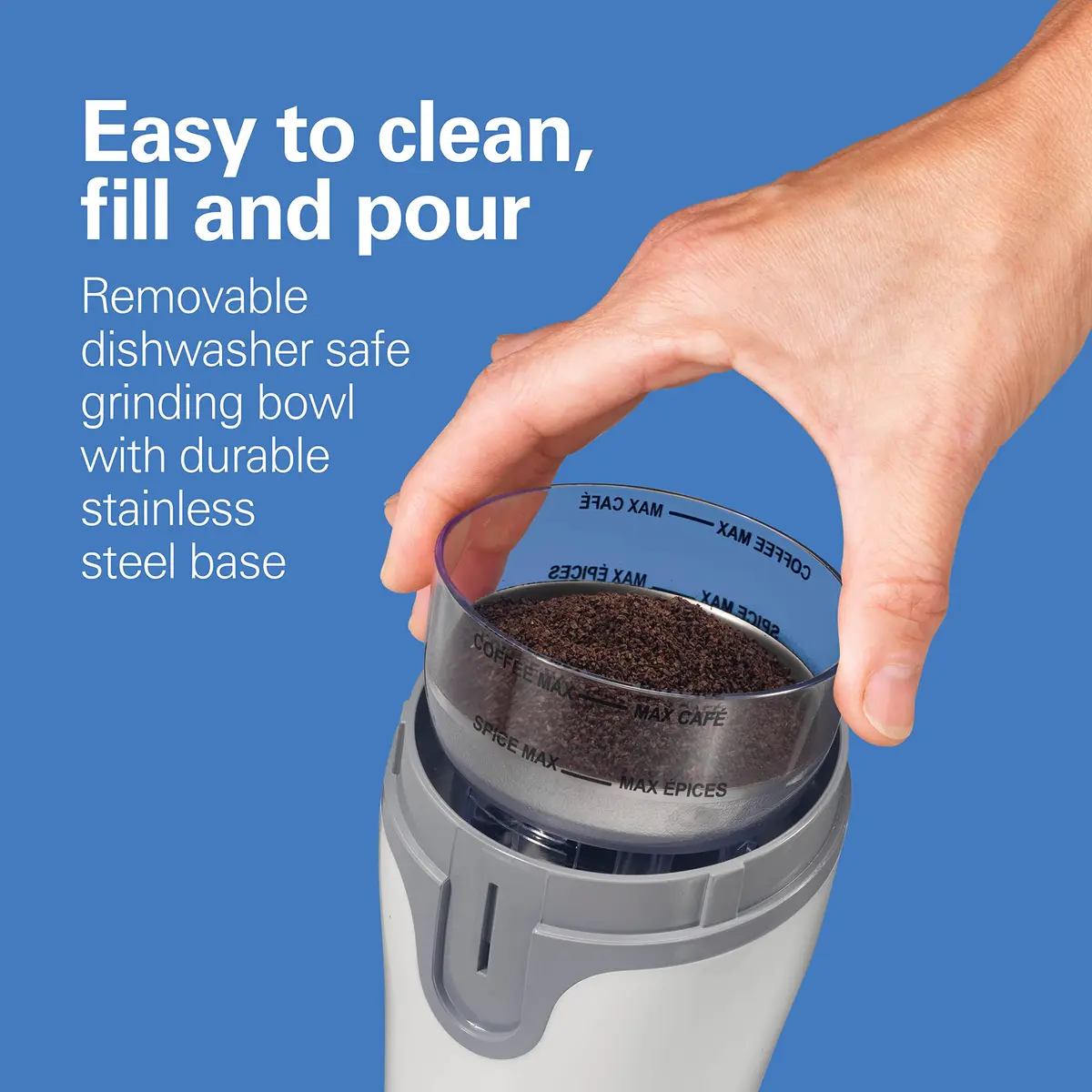 Hamilton Beach Fresh Grind Electric Coffee Grinder for Up to 12 Cups | Removable Stainless Steel Bowl & Quiet Operation - view 2